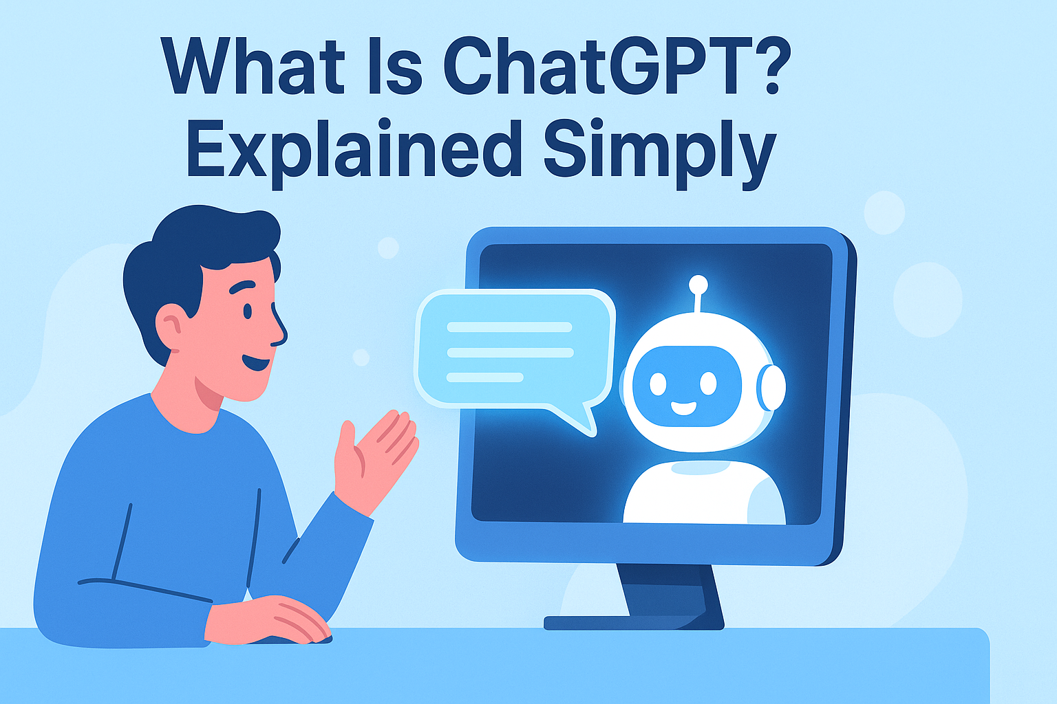 Illustration of a person chatting with ChatGPT AI assistant